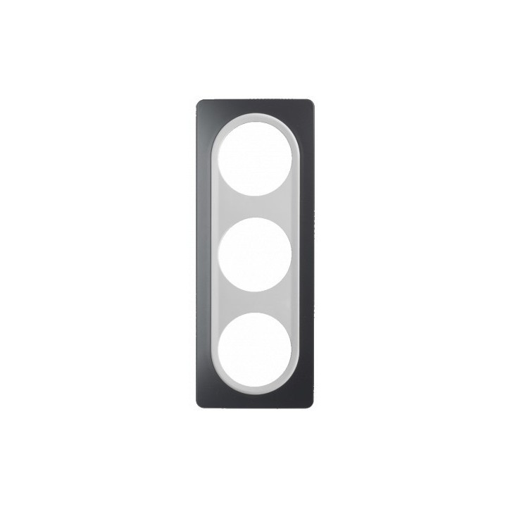 Ohmtec - EPURE - Plaque 3 postes - Anthracite avec insert blanc - Réf : 480657O