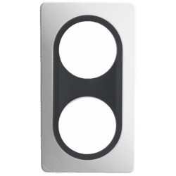 Ohmtec - EPURE - Plaque 2 postes - Blanche avec insert anthracite - Réf : 480652O