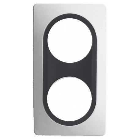 Ohmtec - EPURE - Plaque 2 postes - Blanche avec insert anthracite - Réf : 480652O