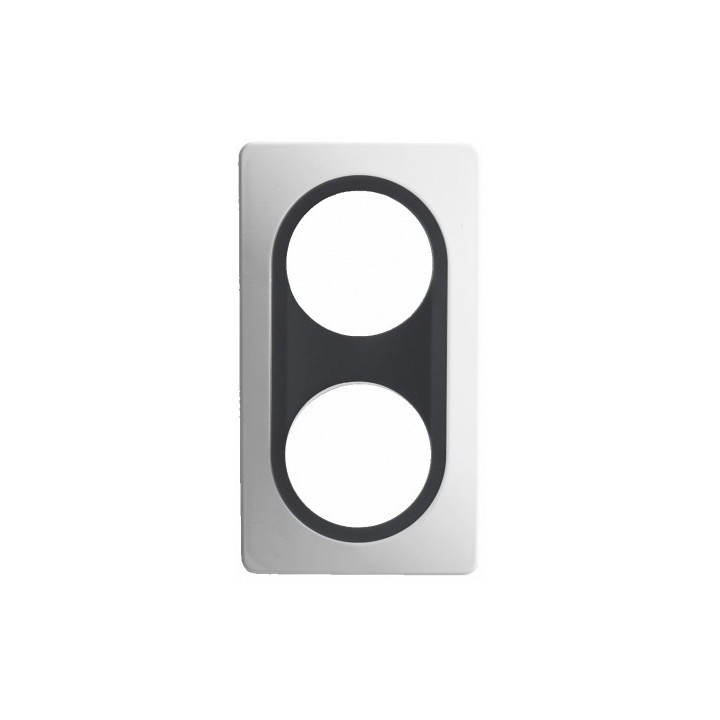 Ohmtec - EPURE - Plaque 2 postes - Blanche avec insert anthracite - Réf : 480652O