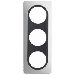 Ohmtec - EPURE - Plaque 3 postes - Blanche avec insert anthracite - Réf : 480653O