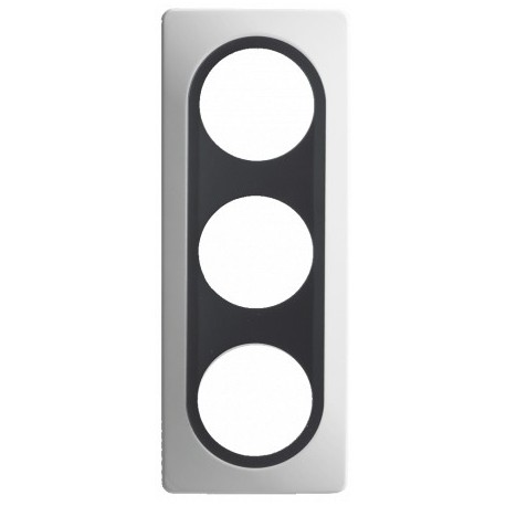 Ohmtec - EPURE - Plaque 3 postes - Blanche avec insert anthracite - Réf : 480653O