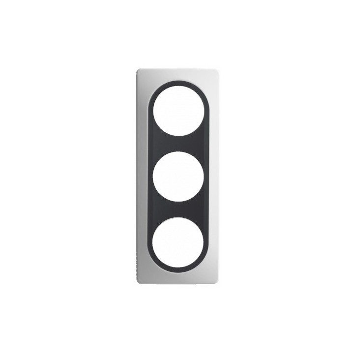 Ohmtec - EPURE - Plaque 3 postes - Blanche avec insert anthracite - Réf : 480653O
