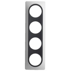 Ohmtec - EPURE - Plaque 4 postes - Blanche avec insert anthracite - Réf : 480654O