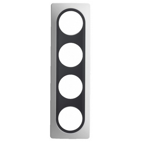 Ohmtec - EPURE - Plaque 4 postes - Blanche avec insert anthracite - Réf : 480654O