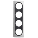 Ohmtec - EPURE - Plaque 4 postes - Blanche avec insert anthracite - Réf : 480654O