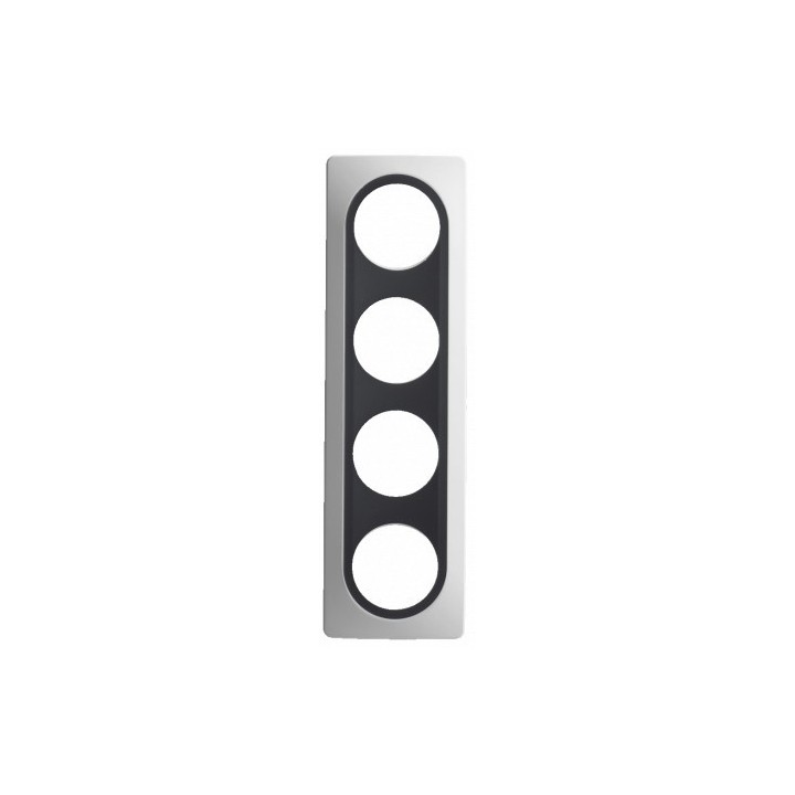 Ohmtec - EPURE - Plaque 4 postes - Blanche avec insert anthracite - Réf : 480654O