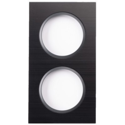 Ohmtec - EPURE - Plaque 2 postes alu brossé noir et anthracite - Réf : 480621O