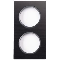 Ohmtec - EPURE - Plaque 2 postes alu brossé noir et anthracite - Réf : 480621O