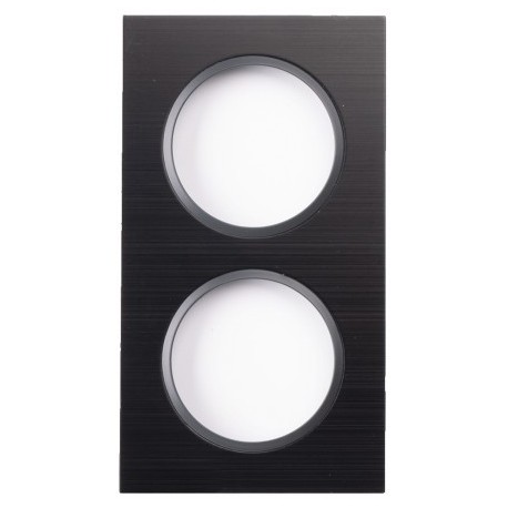 Ohmtec - EPURE - Plaque 2 postes alu brossé noir et anthracite - Réf : 480621O