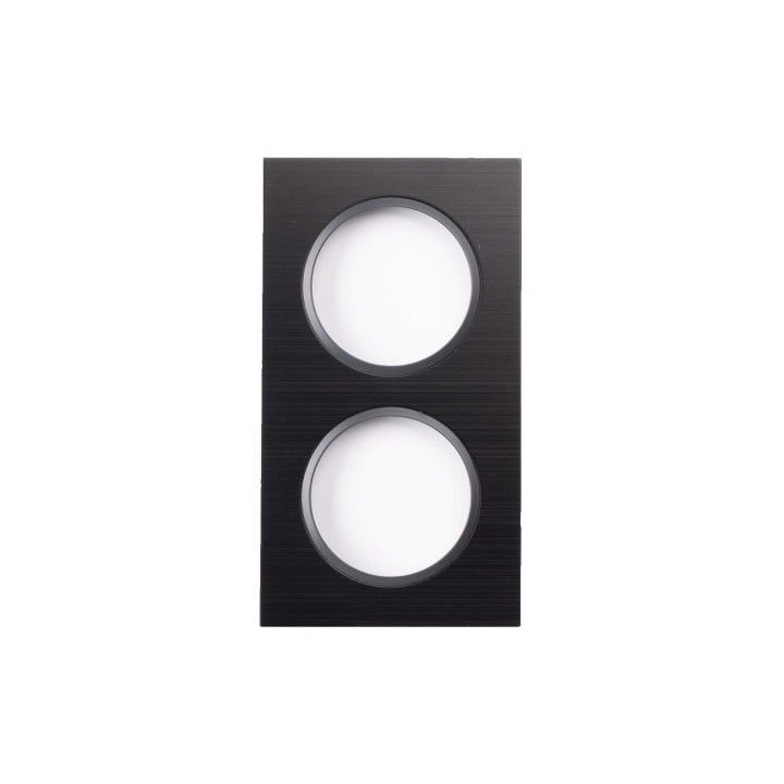Ohmtec - EPURE - Plaque 2 postes alu brossé noir et anthracite - Réf : 480621O