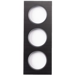 Ohmtec - EPURE - Plaque 3 postes alu brossé noir et anthracite - Réf : 480622O