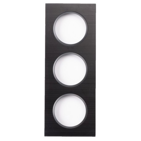 Ohmtec - EPURE - Plaque 3 postes alu brossé noir et anthracite - Réf : 480622O