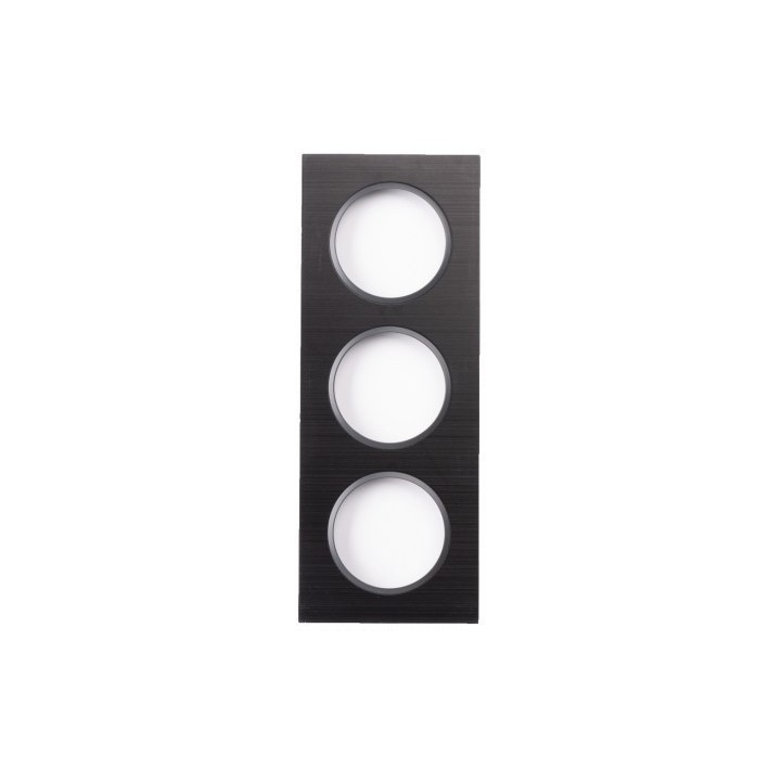 Ohmtec - EPURE - Plaque 3 postes alu brossé noir et anthracite - Réf : 480622O