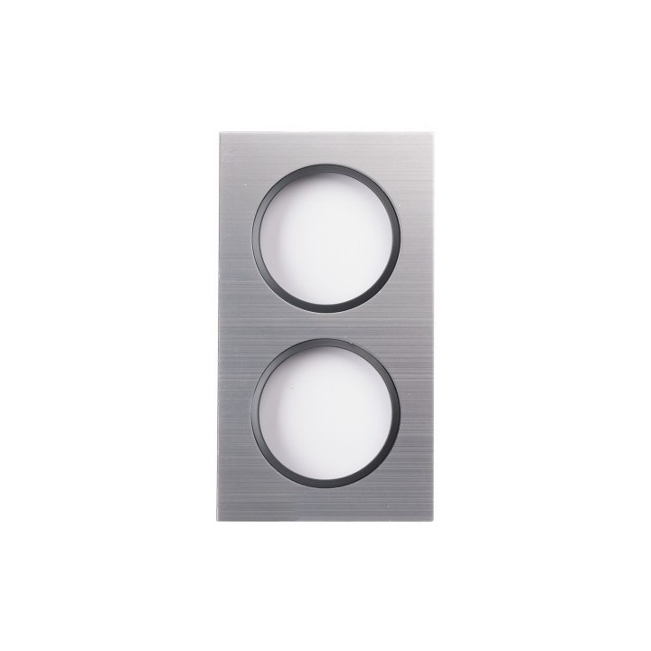 Ohmtec - EPURE - Plaque 2 postes alu brossé et anthracite - Réf : 480625O