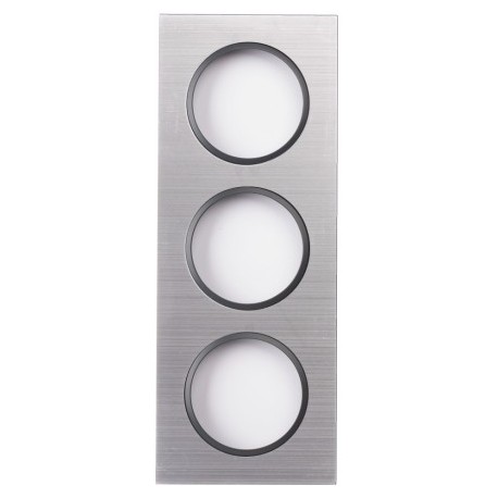 Ohmtec - EPURE - Plaque 3 postes alu brossé et anthracite - Réf : 480626O