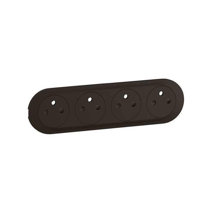 Legrand Céliane - Enjoliveur Prise de courant précâblée 4x2P+T compacte - Surface à bornes automatiques - Noir- Réf : CN0114