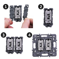 Legrand Céliane - Double Poussoir inverseur complet NO+NF - 1 poste - Noir mat - Réf : CN2001-P