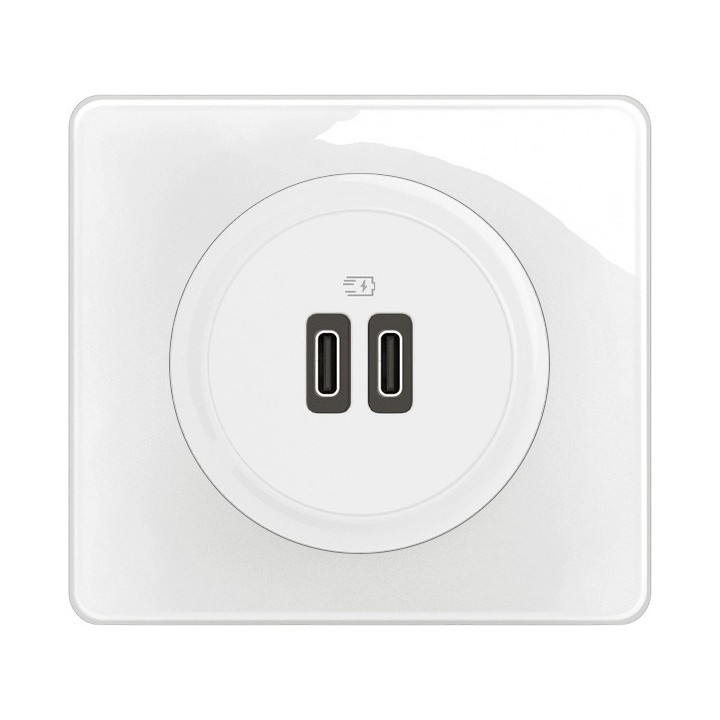 Legrand Céliane - Double prise chargeur USB Type C - 20W - Charge rapide - Complet - Blanc - Réf : CB0154-P