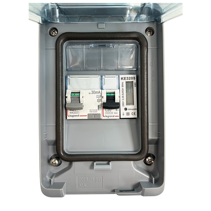 Legrand - Kit recharge pour véhicule électrique + Compteur énergie 45A + Prise Green Up Access saillie -Réf: 069785L-02-Précablé