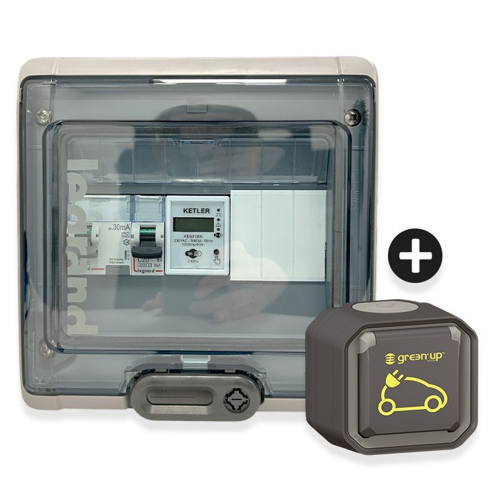 Legrand - Kit recharge pour véhicule électrique + Compteur énergie WIFI + Prise Green'up Access - Réf : 069785L-04-Précablé