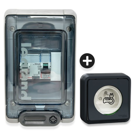 Legrand - Kit recharge pour véhicule électrique + Prise Mureva Styl encastrée Schneider - Réf : 36011-01-Précablé