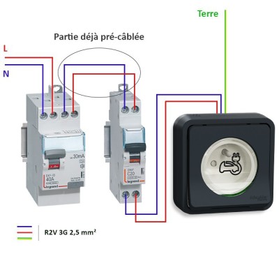Legrand - Kit recharge véhicule électrique + Prise Mureva Styl encastrée noir - Réf : 36011-01-Précablé