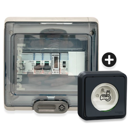Legrand - Kit recharge pour véhicule électrique + Compteur énergie + Contacteur + Prise Mureva Styl - Réf : 36011-03-Précablé