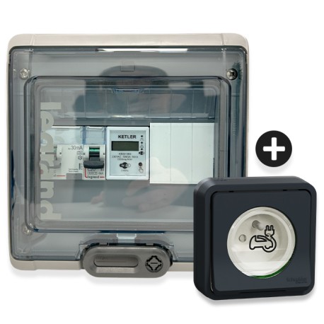 Legrand - Kit recharge pour véhicule électrique + Compteur énergie WIFI + Prise Mureva Styl encastrée - Réf : 36011-04-Précablé