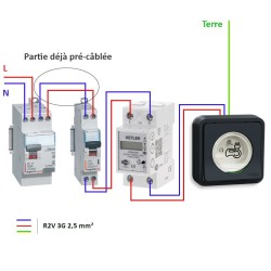Legrand - Kit recharge pour véhicule électrique + Compteur énergie WIFI + Prise Mureva Styl encastrée - Réf : 36011-04-Précablé