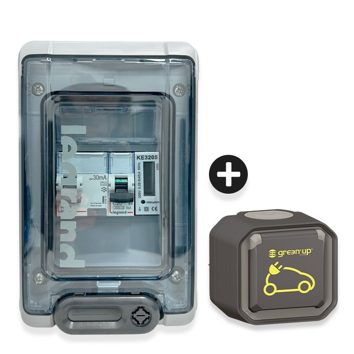 Legrand - Kit recharge pour véhicule électrique + Compteur énergie 45A + Prise Green Up Access saillie -Réf: 069785L-02-Précablé