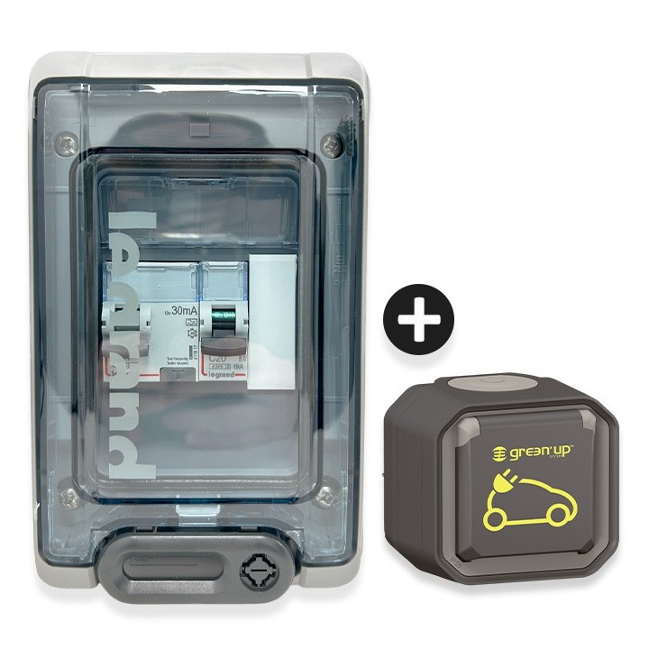 Legrand - Kit recharge pour véhicule électrique + Prise Green'up Access saillie - Réf : 069785L-01-Précablé