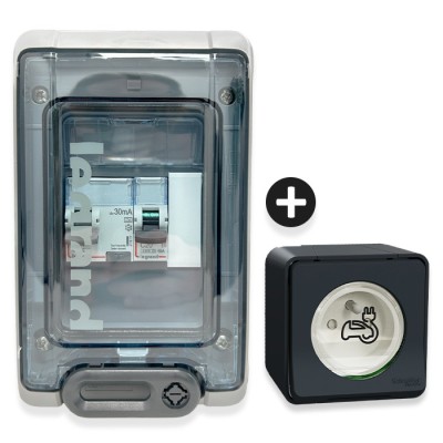 Legrand - Kit recharge pour véhicule électrique + Prise Schneider Mureva Styl saillie - Réf : 36010-01-Précablé