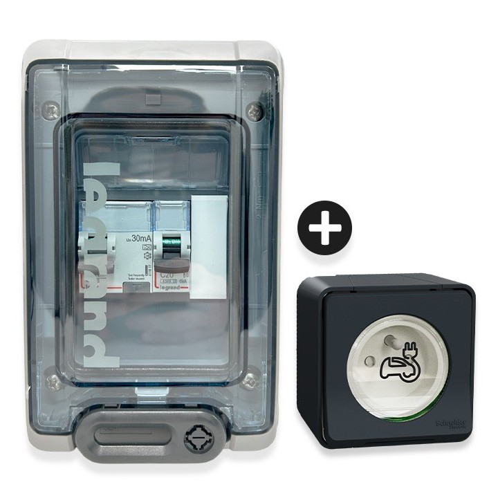 Legrand - Kit recharge pour véhicule électrique + Prise Schneider Mureva Styl saillie - Réf : 36010-01-Précablé