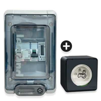 Legrand - Kit recharge pour véhicule électrique + Compteur énergie 45A + Prise Mureva Styl saillie - Réf: 36010-02-Précablé