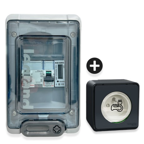 Legrand - Kit recharge pour véhicule électrique + Compteur énergie 45A + Prise Mureva Styl saillie - Réf: 36010-02-Précablé