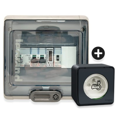 Legrand - Kit recharge véhicule électrique + Compteur énergie + Contacteur + Prise Mureva Styl - Réf: 36010-03-Précablé