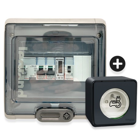 Legrand - Kit recharge véhicule électrique + Compteur énergie + Contacteur + Prise Mureva Styl - Réf: 36010-03-Précablé