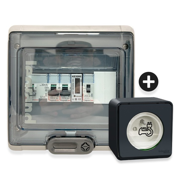 Legrand - Kit recharge véhicule électrique + Compteur énergie + Contacteur + Prise Mureva Styl - Réf: 36010-03-Précablé