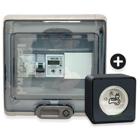 Legrand - Kit recharge pour véhicule électrique + Compteur énergie WIFI + Prise Mureva Styl - Réf : 36010-04-Précablé