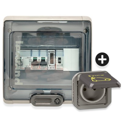 Legrand - Kit recharge pour véhicule électrique + Compteur énergie + Contacteur + Prise Green'up - Réf : 069885L-03-Précablé