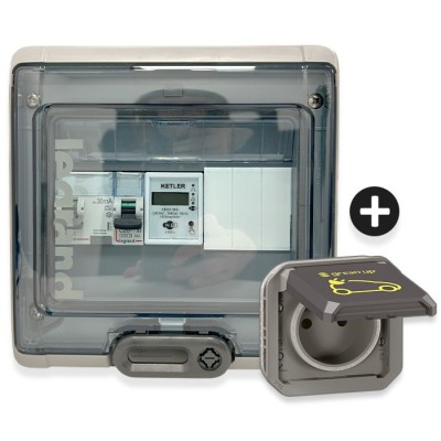 Legrand - Kit recharge pour véhicule électrique + Compteur énergie WIFI + Prise Green'up encastrée - Réf : 069885L-04-Précablé