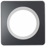 Ohmtec - EPURE - Prise 2P+T 16A Affleurante blanche avec Plaque anthracite - Complet - Réf : 480421O-P01