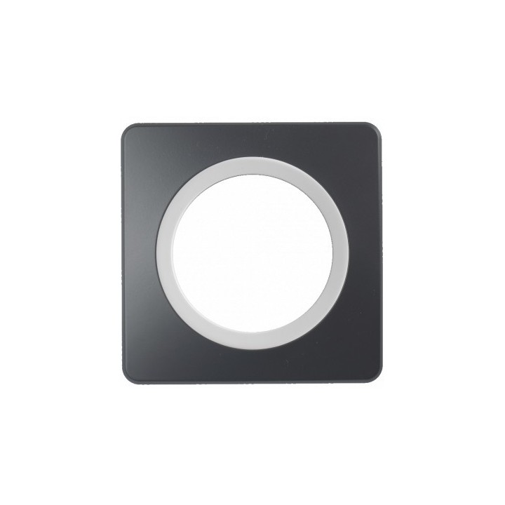 Ohmtec - EPURE - Prise 2P+T 16A Affleurante blanche avec Plaque anthracite - Complet - Réf : 480421O-P01
