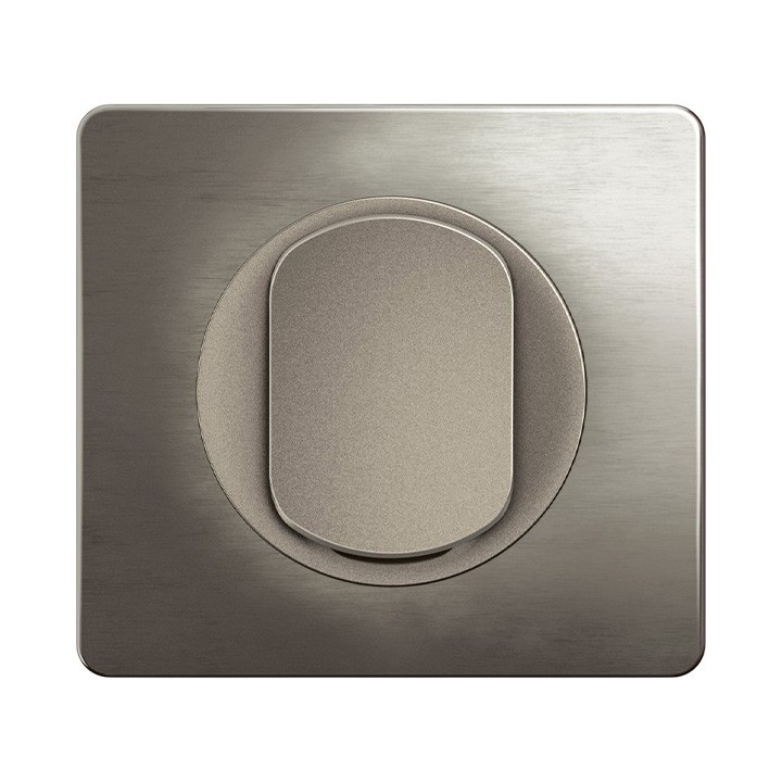 Legrand Céliane - Interrupteur ou Va et Vient 10A - Titane - Complet - Plaque en acier satiné - Réf : CT0001-P