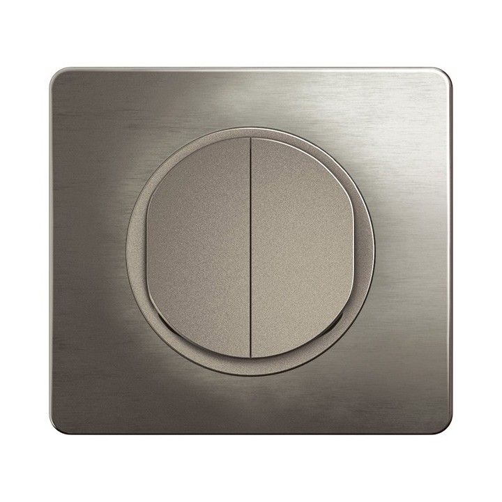 Legrand Céliane - Double interrupteur ou va et vient 10A - Titane - Complet - Plaque Réf : CT2001-P