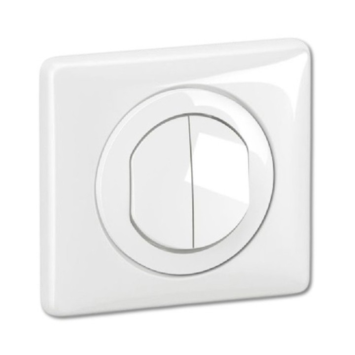 Legrand Céliane - Interrupteur ou va-et-vient double 10A avec plaque étanche IP44 - Blanc - Réf : CB4001-P