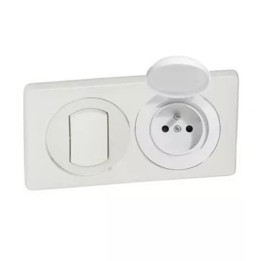 Legrand - Interrupteur + Prise de courant 2P+T complet - Étanche IP44 - Blanc - Réf : CP2702-P2