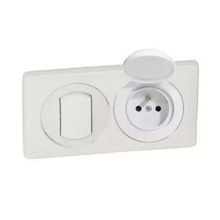 Legrand - Interrupteur + Prise de courant 2P+T complet - Étanche IP44 - Blanc - Réf : CP2702-P2