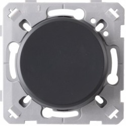Ohmtec - EPURE - Interrupteur va et vient Anthracite avec Plaque alu brossé - Complet - Réf : 480700O-P03